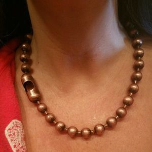 Antiqued copper ball chain necklace